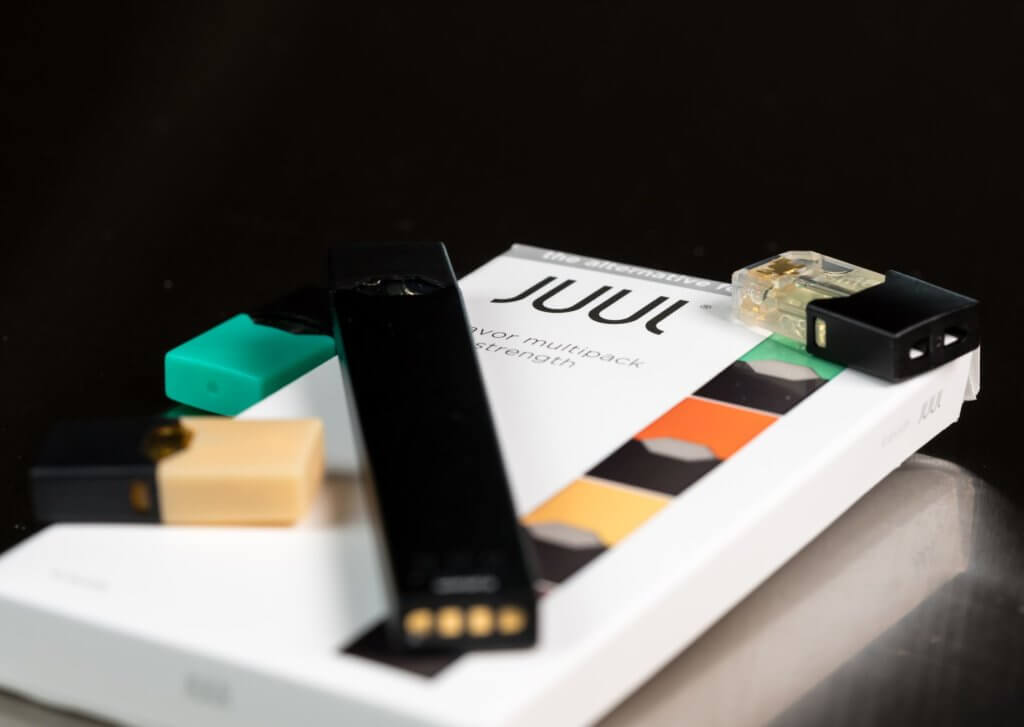 JUUL e cigarettes displayed